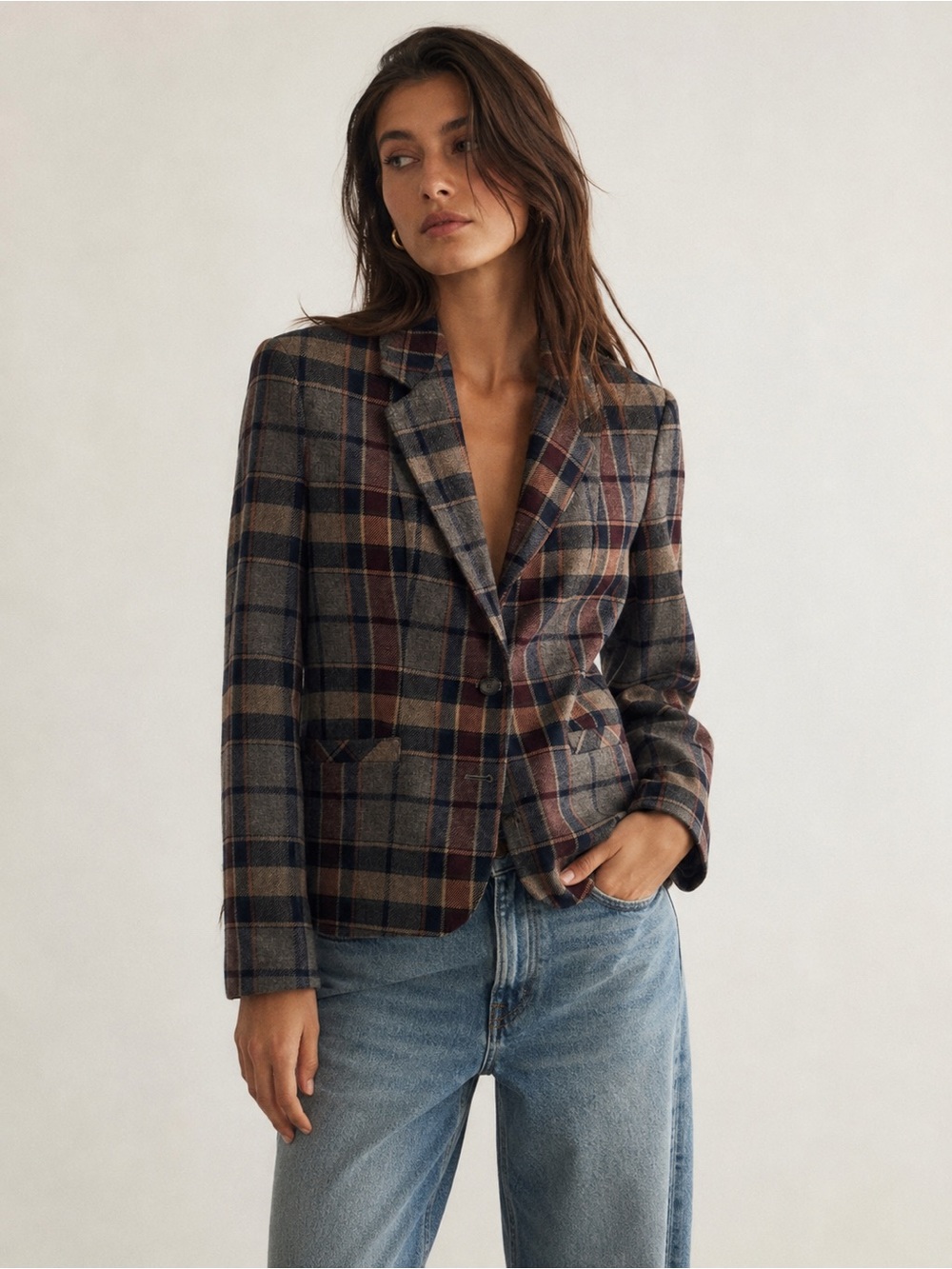 Vintage Gordon of Philadelphia Plaid Wool Blend Preppy Blazer Size 12